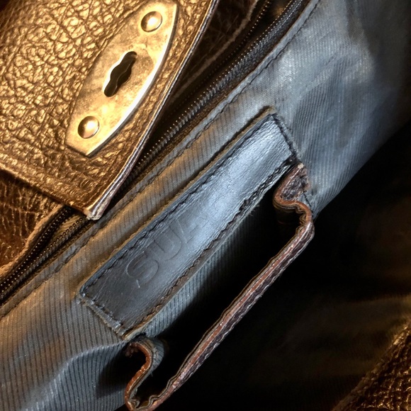 Suarez New York Suede and Leather Satchel - Picture 12 of 12